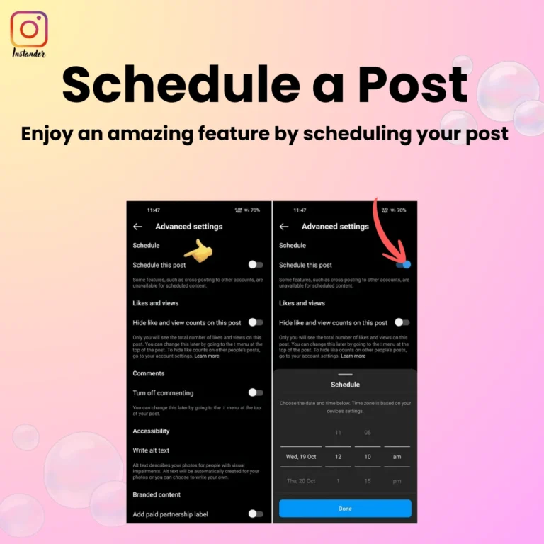 HomePage 13 Schedule your Instagram posts with Instander APK feature